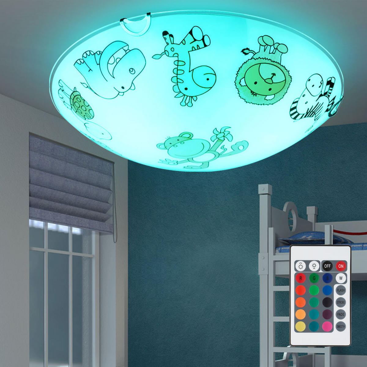 LED DECKENLEUCHTE KIDDY Glas Bunt - Multicolor, Glas (30/30/6.5cm) - Globo Lighting