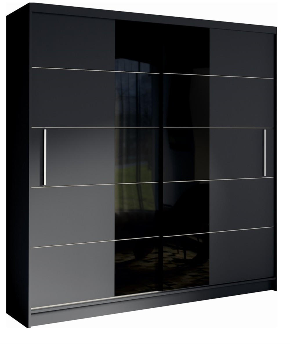 SCHWEBETÜRENSCHRANK BRAGOR 200/215/60cm 2-türig Grau - Grau, Holzwerkstoff (200/215/60cm) - MASSENO