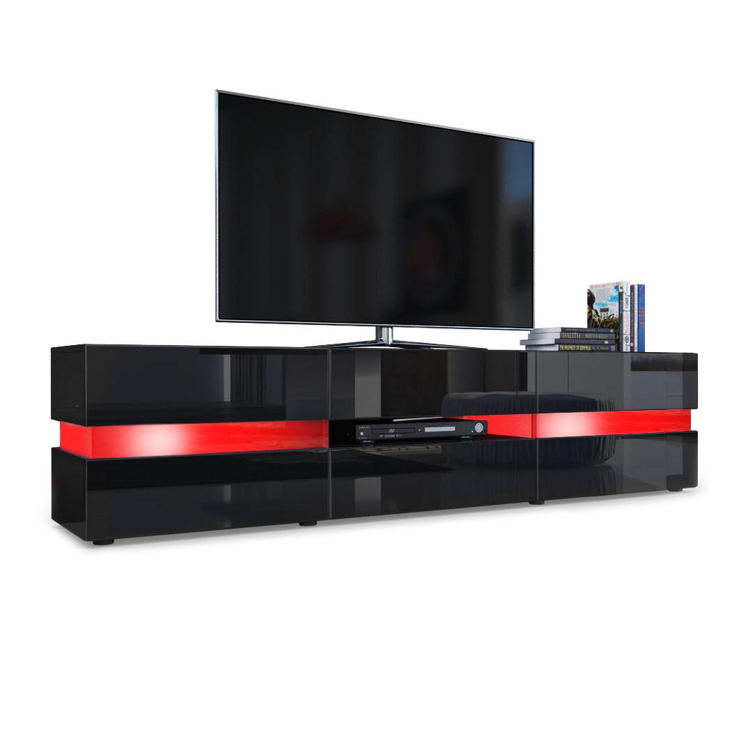 Vladon Lowboard Schwarz Hochglanz 177x45x39 cm