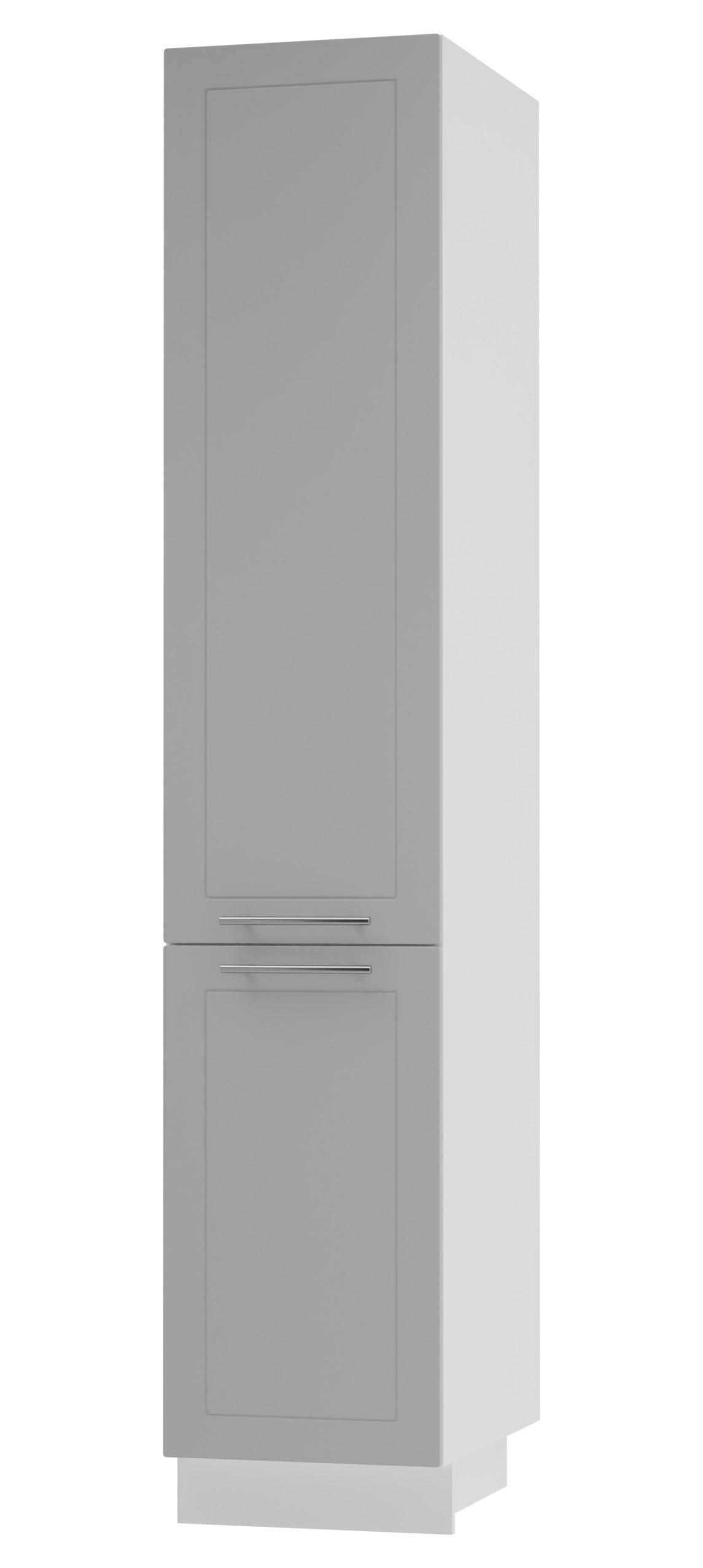 APOTHEKERSCHRANK Kvantum 2D14K/40/kargo Dust Grey Matt / Weiß Matt 40 / 59 / 207cm - Weiß/Grau, Holz/Holzwerkstoff (40/207/59cm) - Feldmann-Wohnen