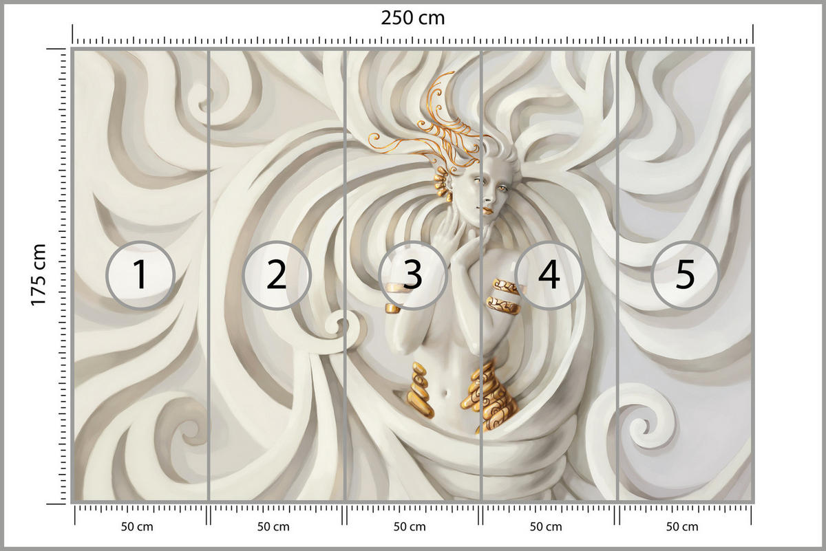 FOTOTAPETE Medusa Abstraktion 3D Effekt 250x175 - Beige, Papier (250/175cm) - Muralo