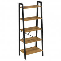 STANDREGAL Holzoptik Metall Erlefarben Schwarz 5 Ablagen 172×56×34 cm - Erlefarben/Schwarz, Holzwerkstoff/Metall (56/172/34cm) - Begryf