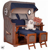 STRANDKORB XXL Düne Grande 2,5 Sitzer - Blau/Braun, Metall (142/170/95cm) - Mr. Deko