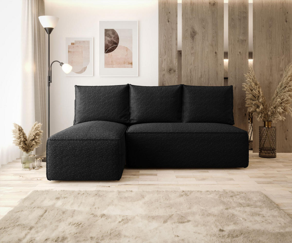 ECKSOFA mit Schlaffunktion SAVIO MINI Quelle 100 Links - Schwarz, Textil (200/140cm) - Bedante
