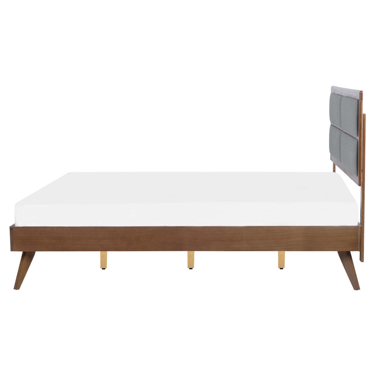 HOLZBETT 160/200 cm Dunkler Holzfarbton Poissy - Dunkelbraun, Holzwerkstoff/Textil (160/200cm) - Beliani