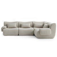 ECKSOFA Bouclé-Stoff Steinbeige - Greige, Textil (269/182cm) - MILYsofa