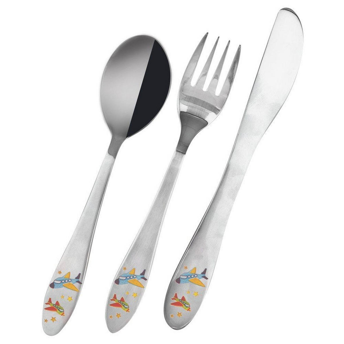 KINDERBESTECK Stahl 3-teilig. - Silberfarben, Metall - Orion 