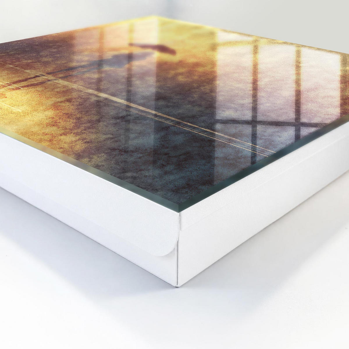 SCHLÜSSELBOX Weiß 30x30 cm – Türöffnung nach rechts - Warme Melancholie - Gelb, Metall (30/30/5cm) - TULUP