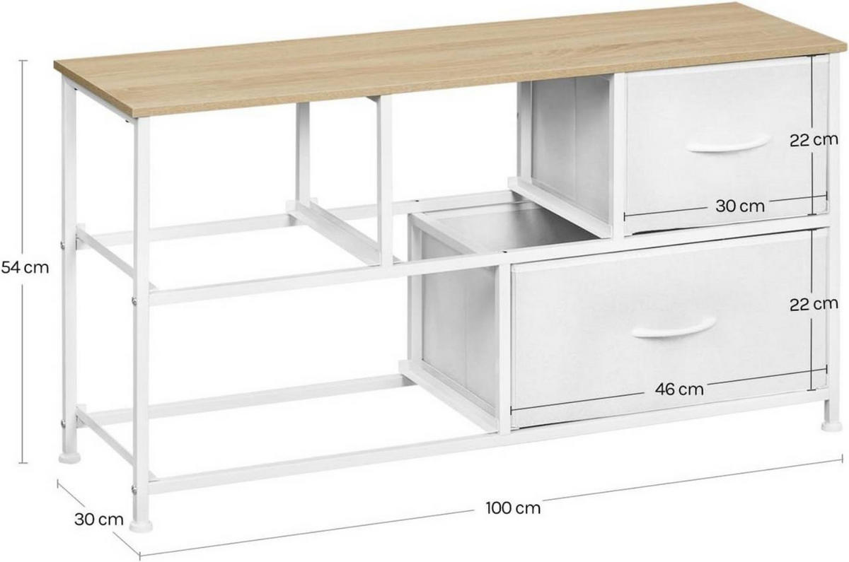 KOMMODENSCHRANK mit 5 Schubladen aus Holzwerkstoff ,Metallrahmen,Weiß - Weiß, Holzwerkstoff/Metall (100/54/30cm) - Woltu