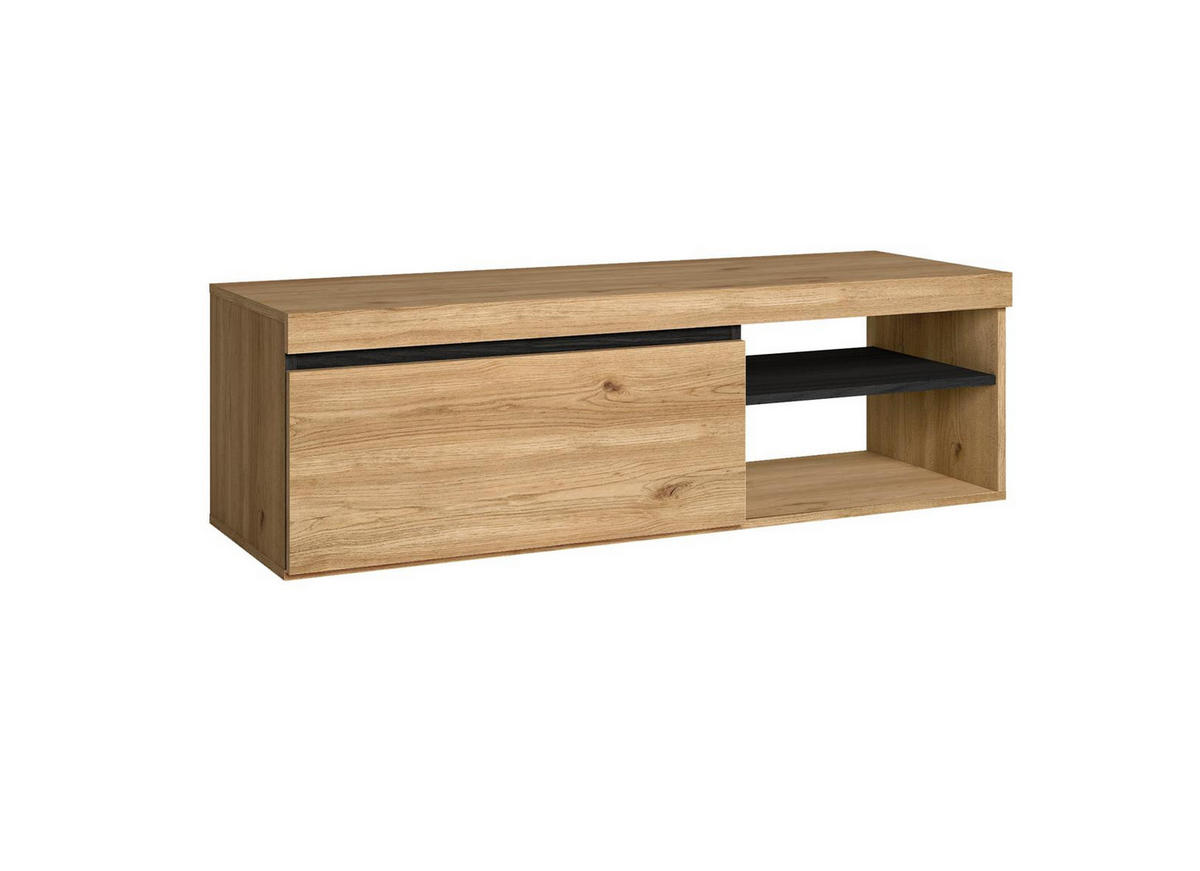 LOWBOARD eiche, schwarz, 120/40/41cm - Eichefarben/Schwarz, Holzwerkstoff (120/41/40cm) - Skraut Home