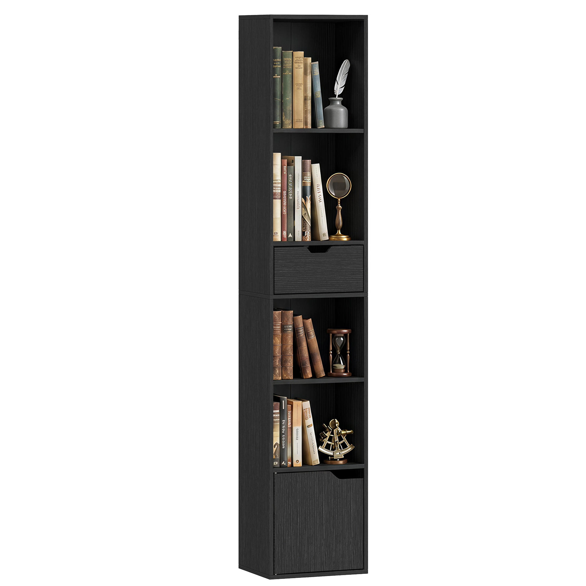 Pangivo Bücherregal Schwarz 24x158x30 cm