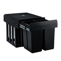 EINBAUMÜLLEIMER 4x8L - Schwarz, Kunststoff/Metall (34.3/35.1/48cm) - Relaxdays