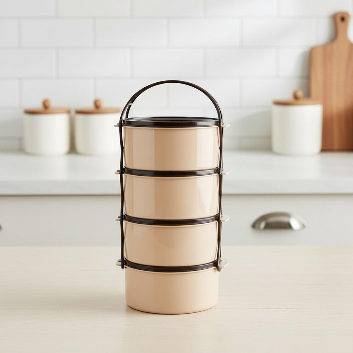 LUNCHBOX 4-stöckige aus Kunststoff 4 x 1,5 l - Braun, Kunststoff (16.5/31/16.5cm) - Orion 