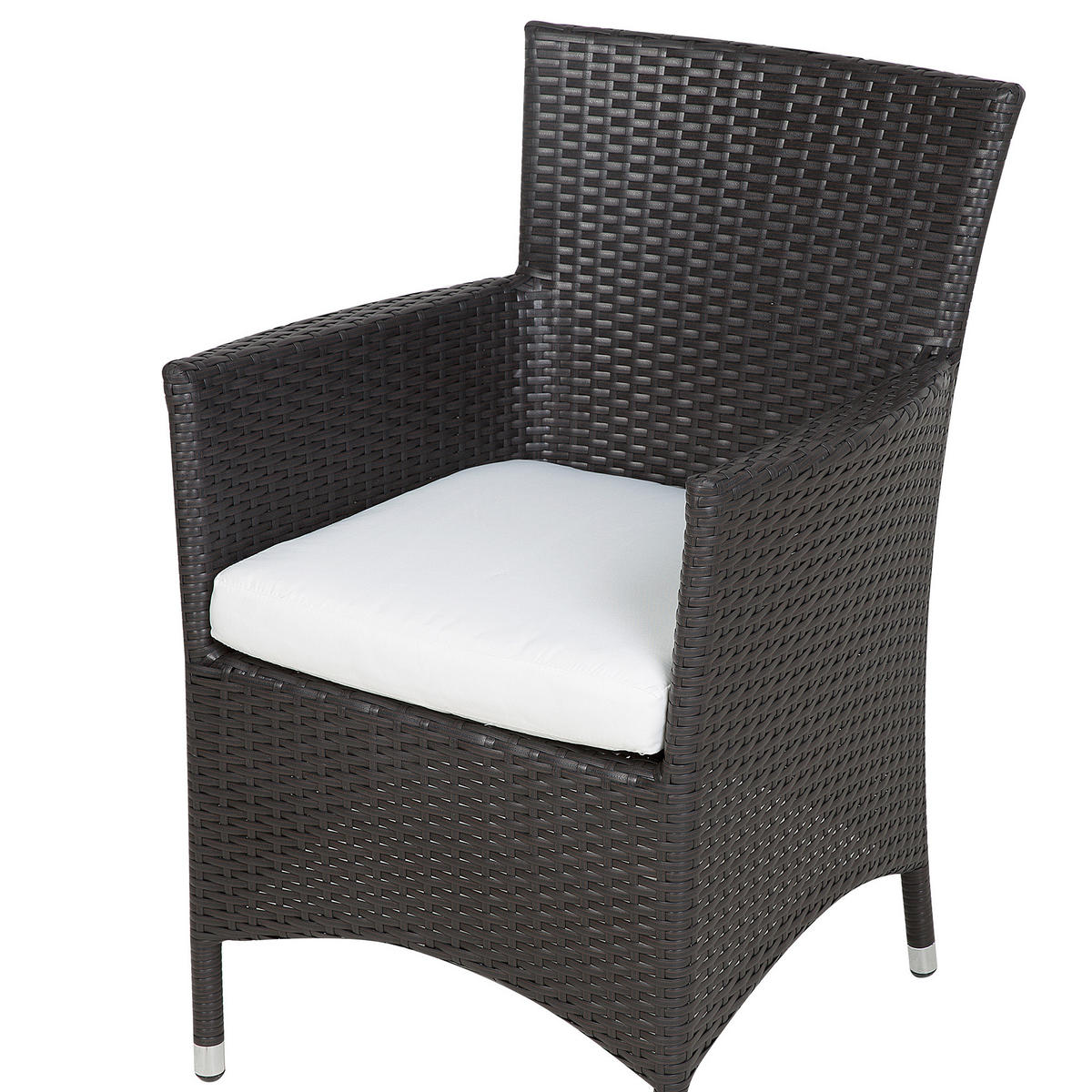 GARTENMÖBEL SET 8-Sitzer Rattan dunkel braun Auflagen weiß Italy - Braun/Weiß, Kunststoff - Beliani