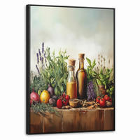 LEINWAND Bilder mit Rahmen - Stilleben - Kräuter - Gewürze - Früchte - Farbenfroh - 70x100 - Grün, Textil (70/100cm) - MuchoWow