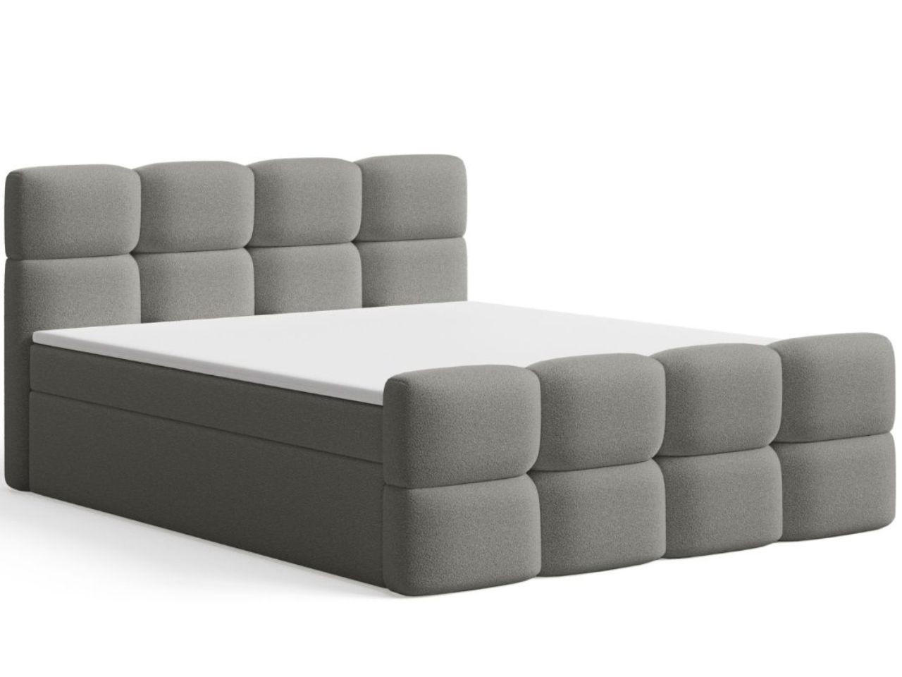 BOXBETT Rivon 160x200 Bouclé-Stoff Grau - Grau, Holz/Textil (160/200cm) - Graingold