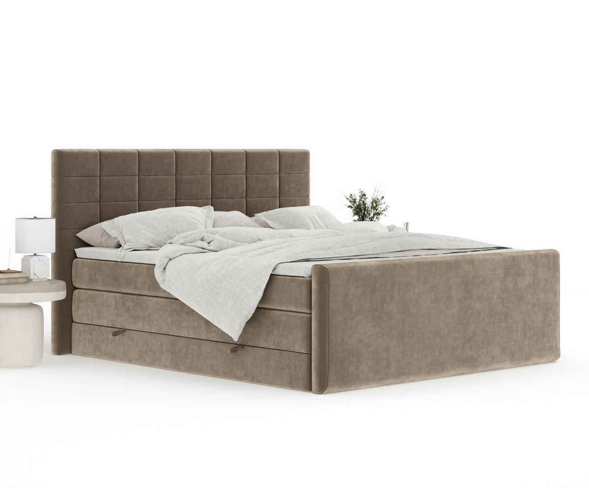 BOXSPRINGBETT Ava Braun 160/200 cm - Schwarz/Braun, Holz/Holzwerkstoff (160/200cm) - Maison de Reve