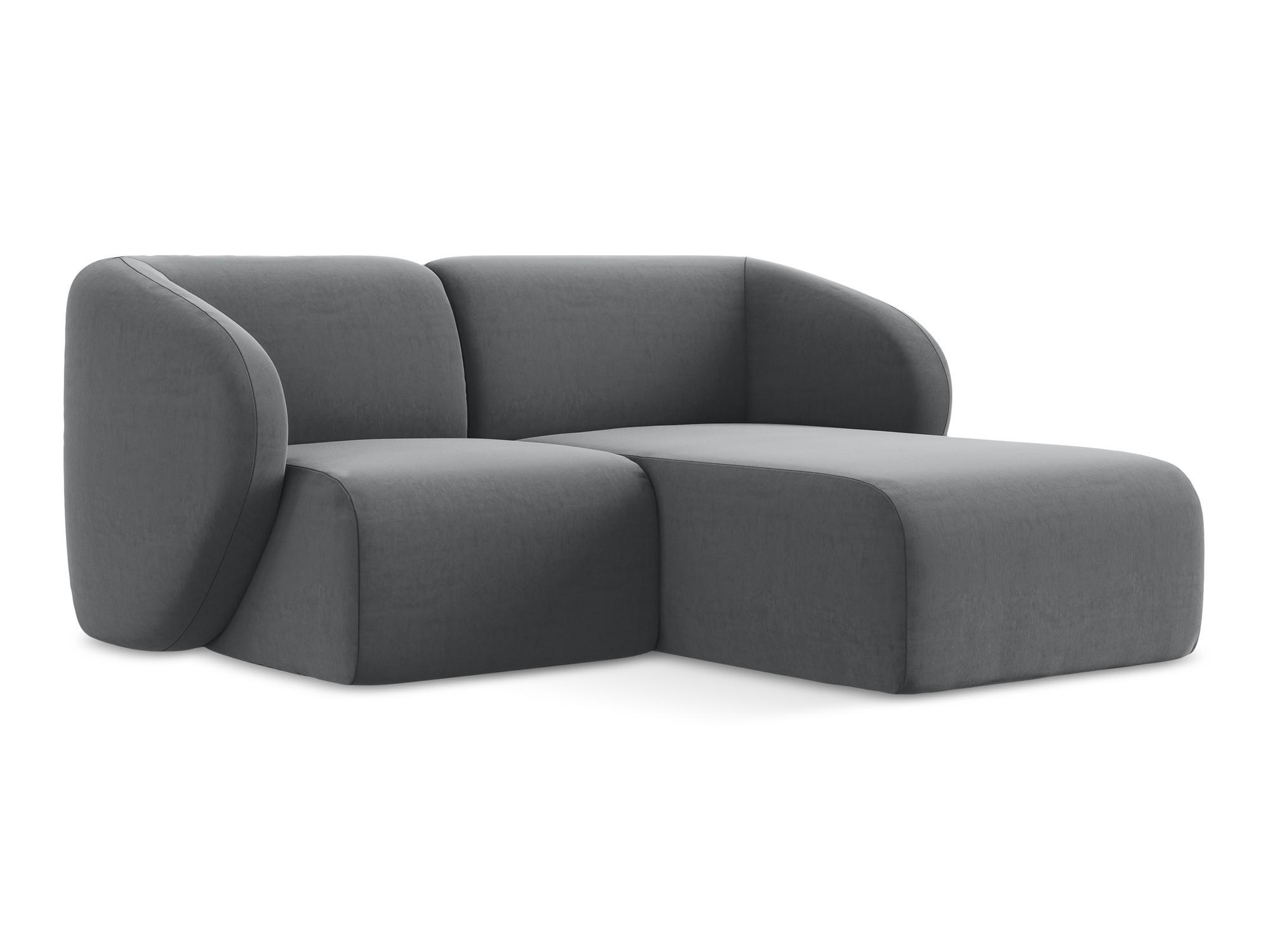 ECKSOFA Rechts Samt Stoff Grau - Edelstahlfarben/Schwarz, Holzwerkstoff/Kunststoff (178/166cm) - Makamii