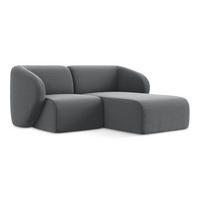 ECKSOFA Rechts Samt Stoff Grau - Edelstahlfarben/Schwarz, Holzwerkstoff/Kunststoff (178/166cm) - Makamii