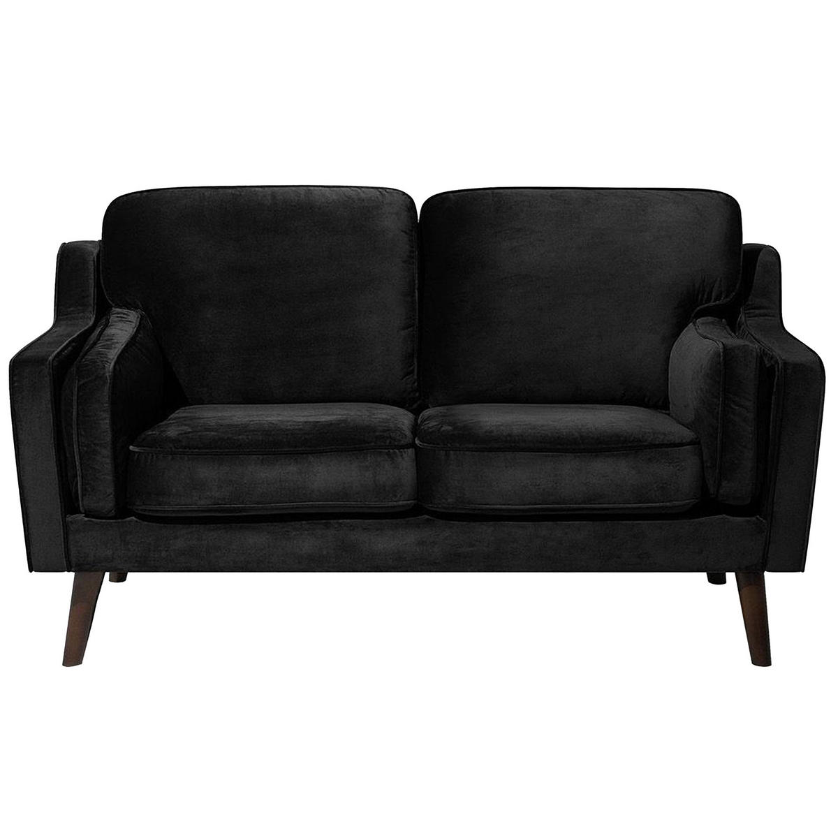 2-SITZER-SOFA Samtstoff Schwarz Lokka - Schwarz, Textil (150/85/83cm) - Beliani