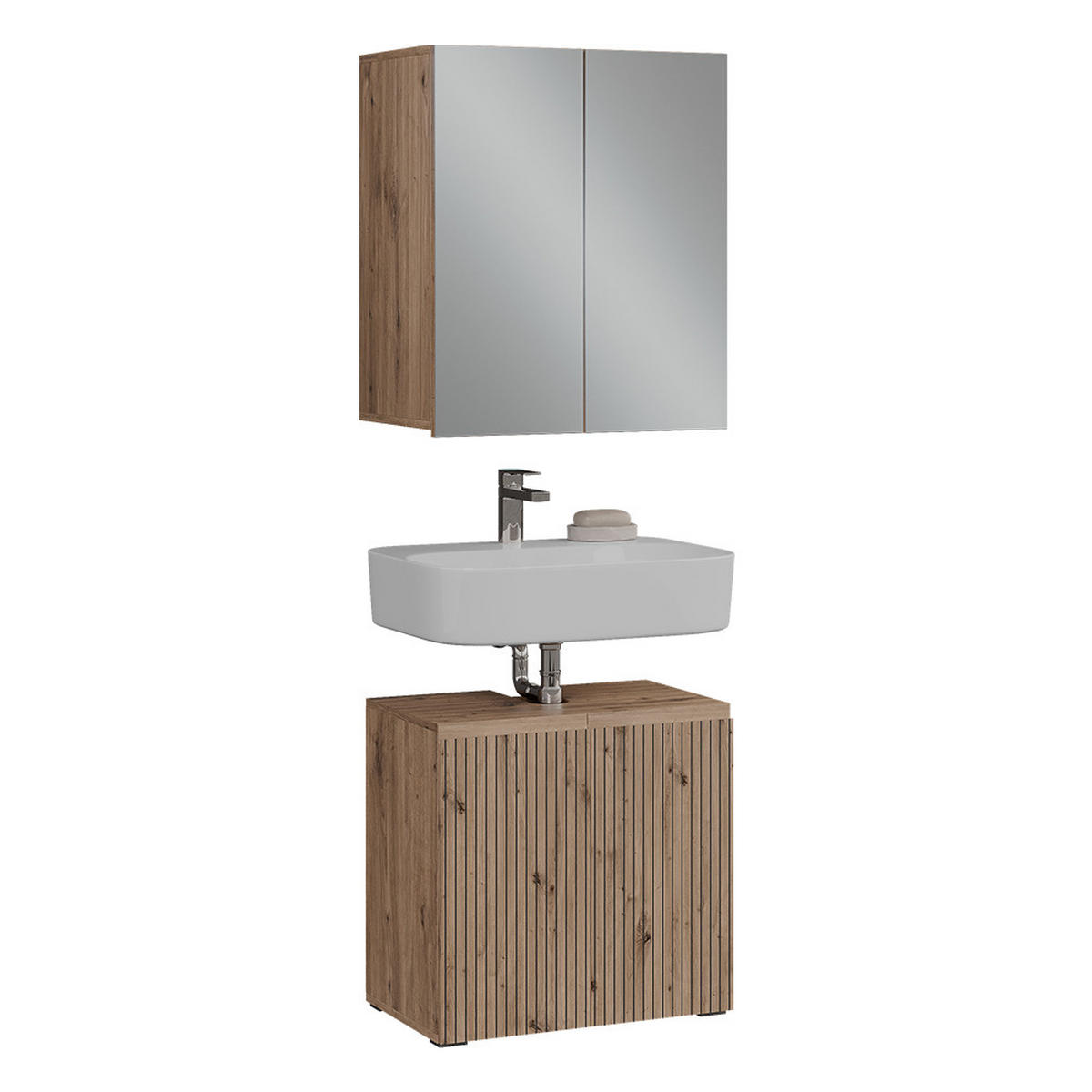 BADMÖBEL-SET Takumi Artisan 2 Teile - Hellgrau, Holzwerkstoff (60/58/35cm) - Vicco