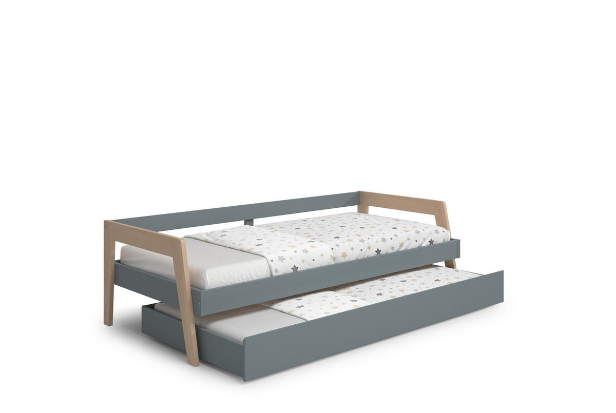 BETT 90x200 cm mit Schublade Bett 90x190 cm 96,4/210,4/59,5 cm - Grün, Holz - Calicosy