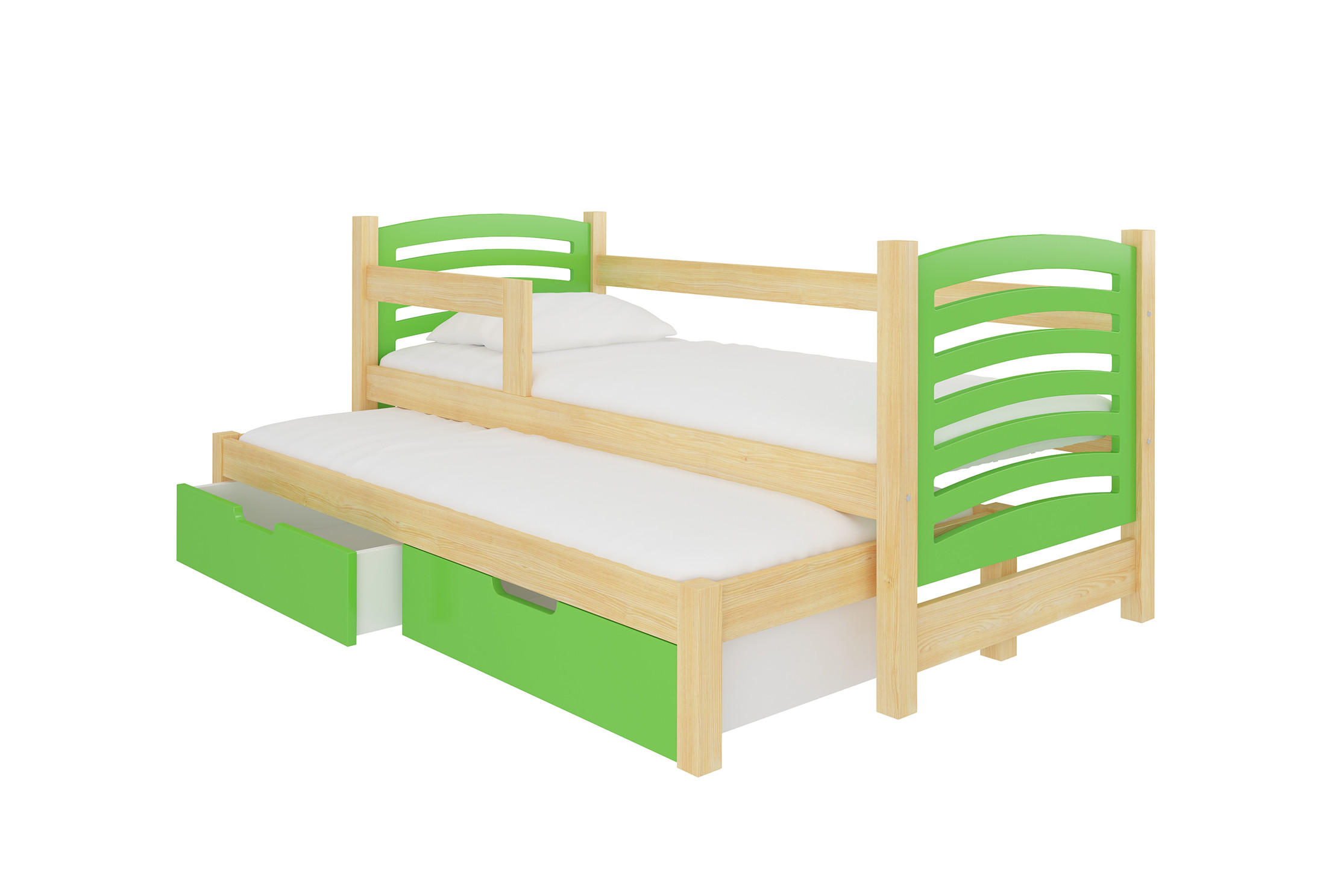 KINDERBETT Avila Kiefer Natur / grün 188 / 81 / 80cm - Braun/Grün, Holz/Holzwerkstoff (80/190cm) - Feldmann-Wohnen
