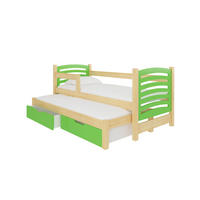 KINDERBETT Avila Kiefer Natur / grün 188 / 81 / 80cm - Braun/Grün, Holz/Holzwerkstoff (80/190cm) - Feldmann-Wohnen