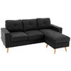 ECKSOFA Eckcouch in L-Form, Eckgarnitur in Leinenoptik Couchgarnitur Schwarz - Schwarz, Textil (136/193cm) - HOMCOM