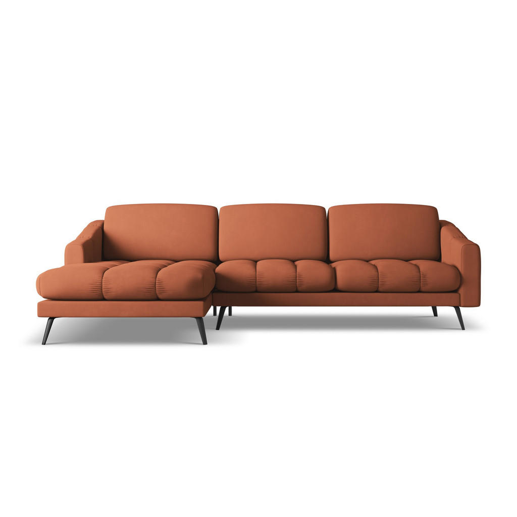 Thumbnail - Makamii Eckosfa, Terra cotta, Textil, 4-Sitzer, Füllung: Schaumstoff, L-Form, Ottomane links, 264x160 cm, Made in EU, Wo...