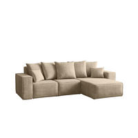 ECKSOFA L-Form Premium Kollektion ELLA Stoff Velours Noel Hellbeige Rechts - Ecru, Holz/Textil (262/168cm) - Kaiser Möbel