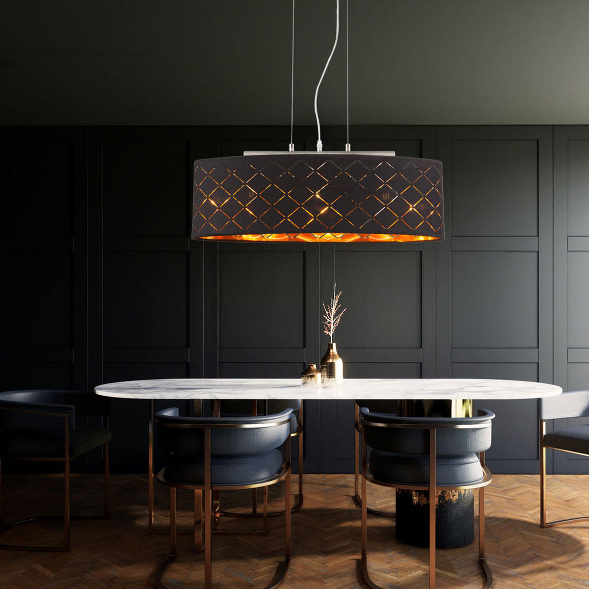 LED HÄNGELEUCHTE Clarke Schwarz Gold - Schwarz, Metall (65/25/140cm) - Globo Lighting