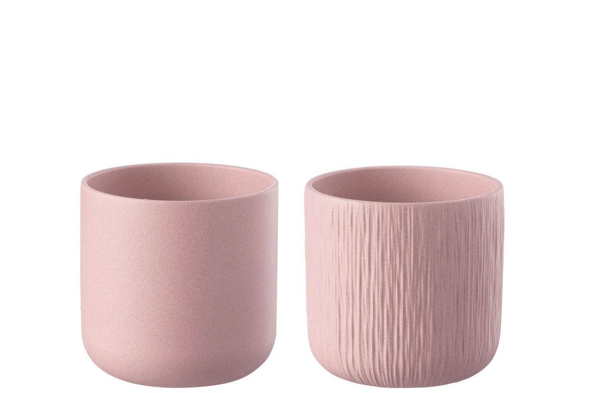 BLUMENTOPF GEN - Keramik - Rosa - L - 2er Set - Ø 18,5 cm - Pink, Keramik (18.5/18cm) - J-Line