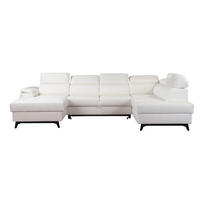 WOHNLANDSCHAFT VOLA Weiß Velours-Stoff mit Schlaffunktion - Weiß, Holz (348/105/199cm) - MASSENO