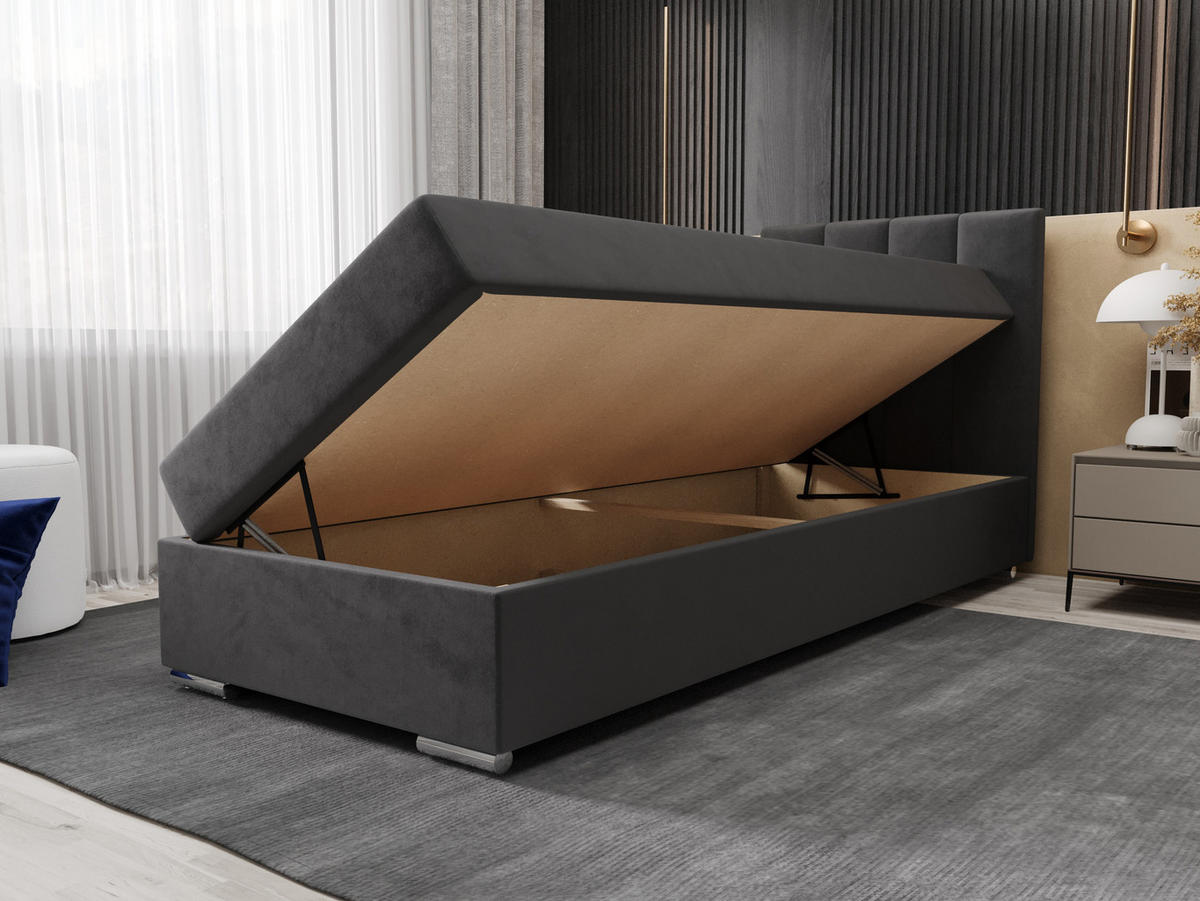 BOXBETT ZILANO 2 mit Matratze H3 und Topper 80x200 Itaka 14 - Grau, Holz/Textil (80/200cm) - Bedante