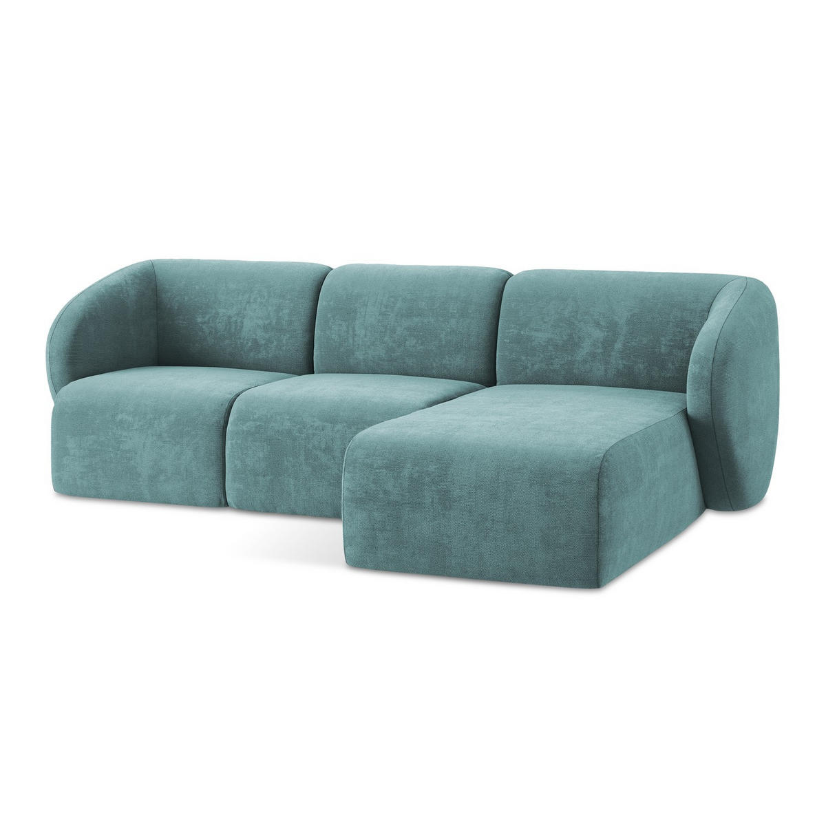 ECKSOFA Rechts Chenille Stoff Blau - Blaugrau/Schwarz, Holzwerkstoff/Kunststoff (248/166cm) - LaMiaSofa