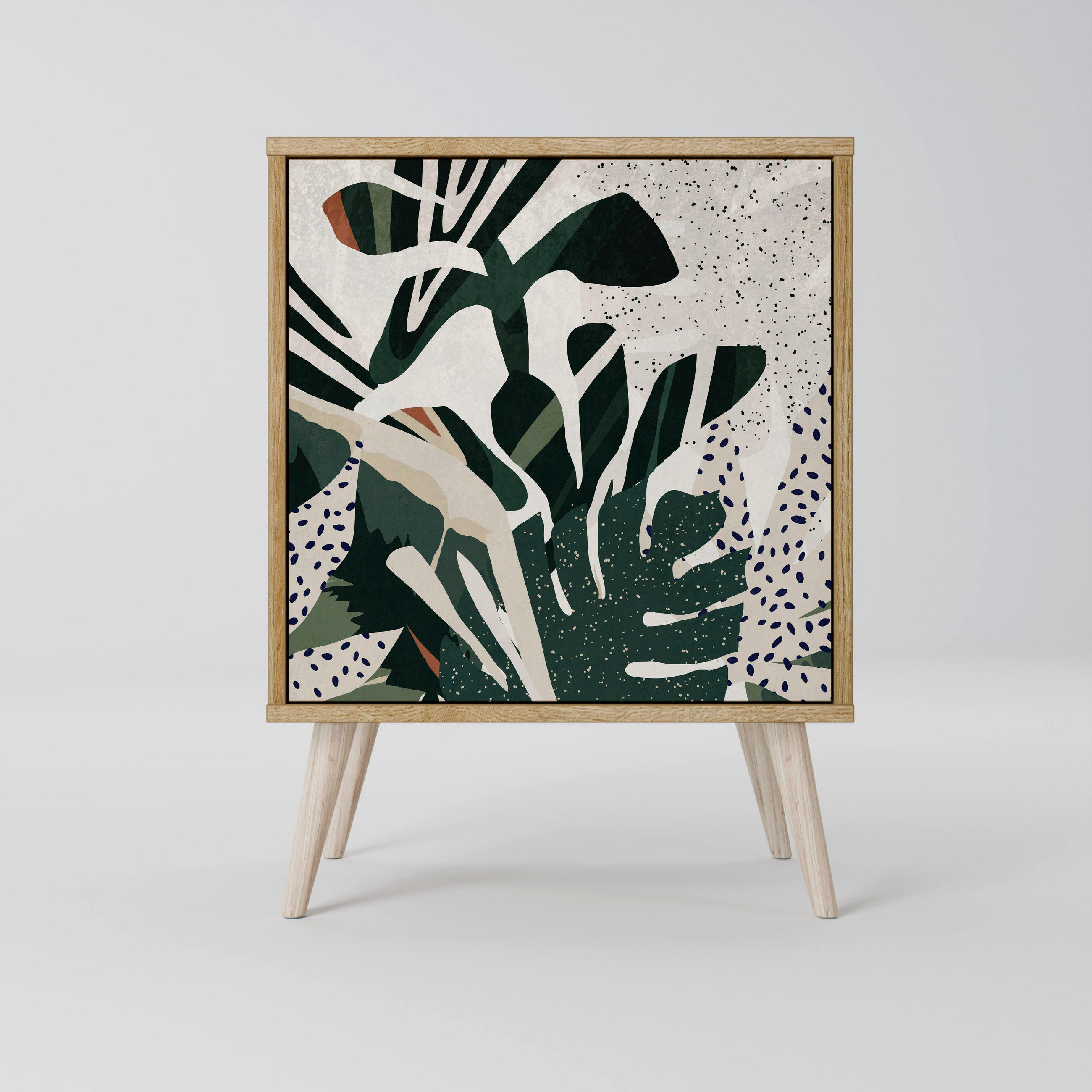 SIDEBOARD VERDURE FORMATION, Eichefarben, 57,5x42x77,5 cm, Schräge Buchenholzfüße - Eichefarben/Buchefarben, Holzwerkstoff/Buchenholz (57.5/77.5/42cm) - SpaceRebels