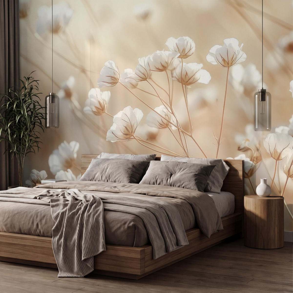 TAPETE - Wild - Blumen - Weiß - 350x240 cm - Creme, Papier (350/240cm) - OnlyWow