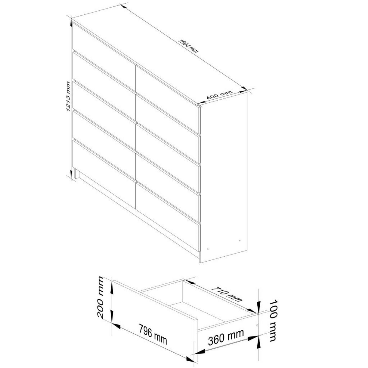 KOMODA Biela 121/160/40 - biela, kompozitné drevo (160/121/40cm) - RAUMHIRSCH FURNITURE