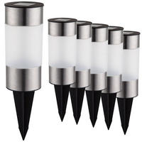 LED AUSSENLEUCHTE Edelstahl Silber 6x Set - Silberfarben, Kunststoff (6.3/6.3/23.5cm) - Globo Lighting