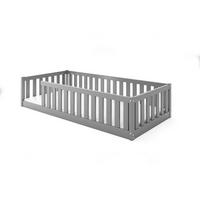 BODENBETT Bella 160x80 mit Rausfallschutz & Lattenrost Kinderbett aus Holz - Grau, Holz (80/160cm) - Interbeds
