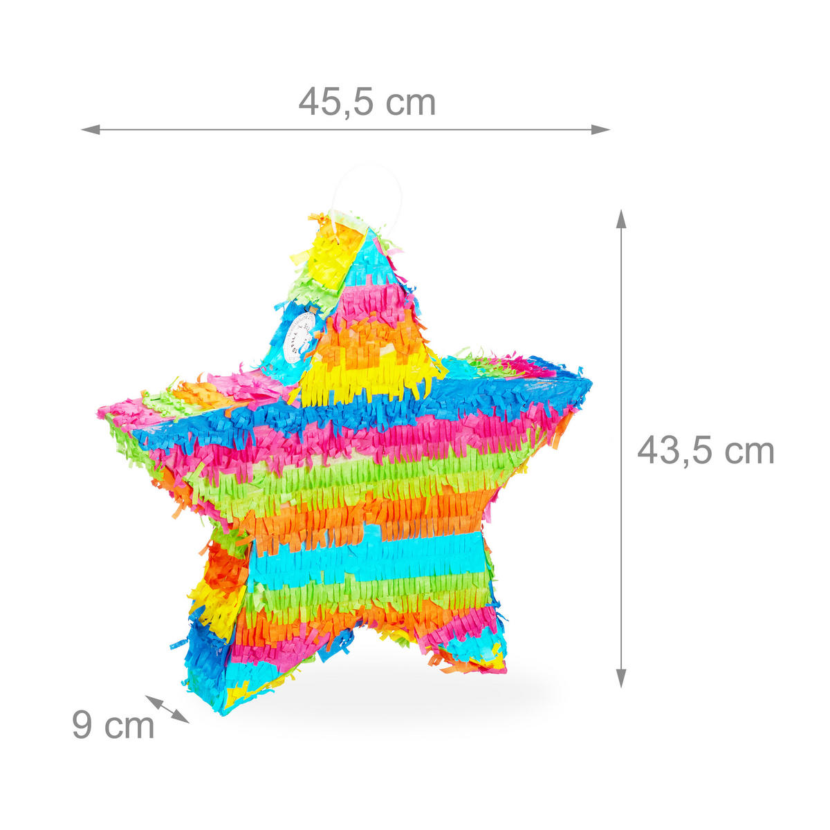 PINATA Stern - Multicolor, Papier/Wellpappe (45.5/43.5/9cm) - Relaxdays
