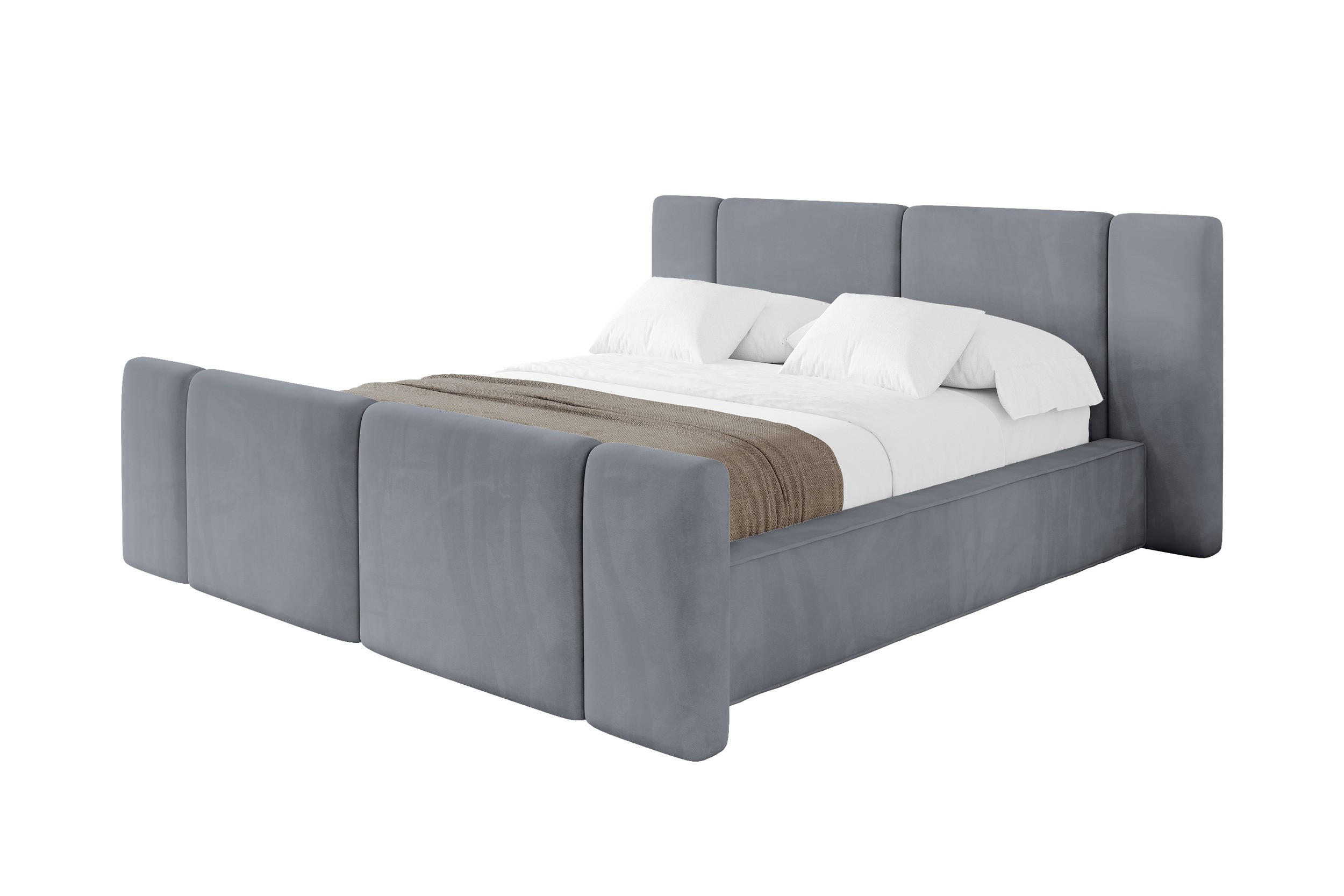 POLSTERBETT mit Bettkasten, Fußteil und Lattenrost, Boxbett ohne Matratze - RIVO-Z 140x200 Grau - Grau, Holzwerkstoff/Textil (140/200cm) - ALTDECOR