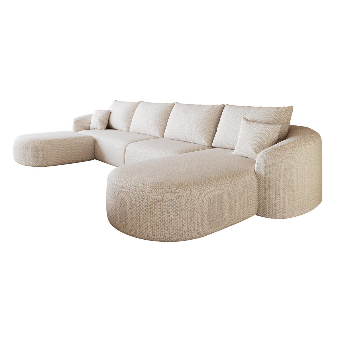 WOHNLANDSCHAFT DE-34817 U-Form 3-Sitzer Chaiselongue rechts Weiß - Weiß, Textil (168/85/336cm) - ComfortXL