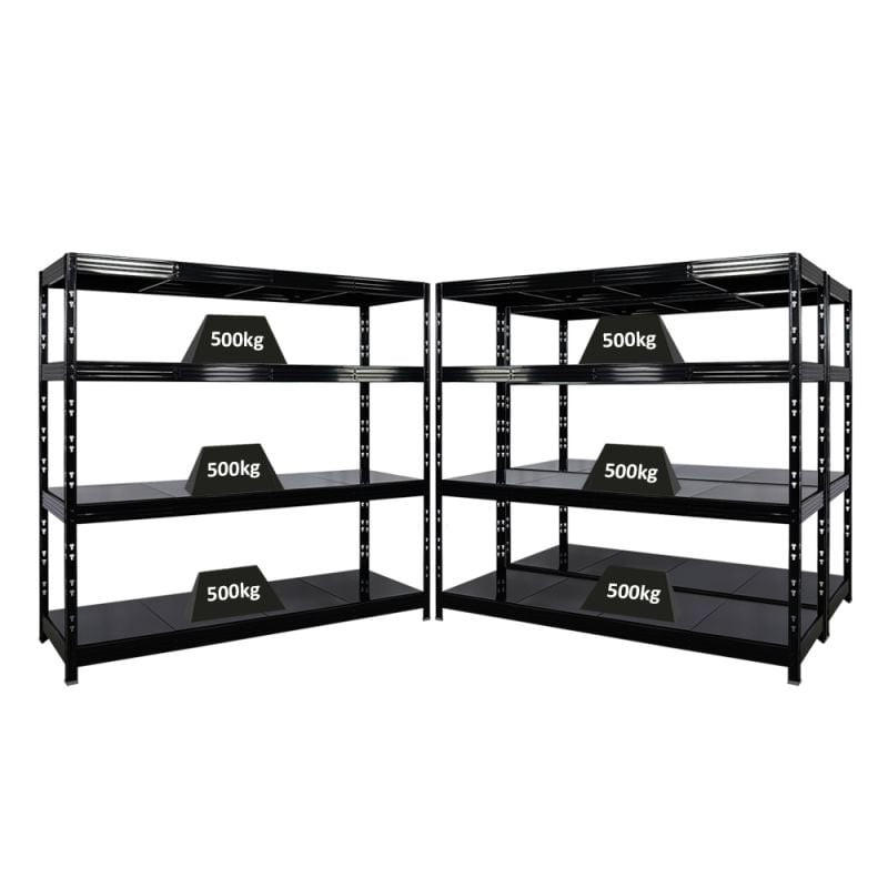 SCHWERLASTREGAL Rhino 3er-Set 180x200x60 cm 4 Stahlplatten-Ebenen Fachlast 500 kg Schwarz - Schwarz, Metall (200/180/60cm) - PROREGAL