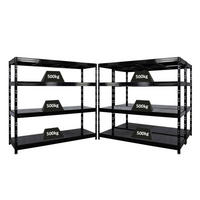 SCHWERLASTREGAL Rhino 3er-Set 180x200x60 cm 4 Stahlplatten-Ebenen Fachlast 500 kg Schwarz - Schwarz, Metall (200/180/60cm) - PROREGAL