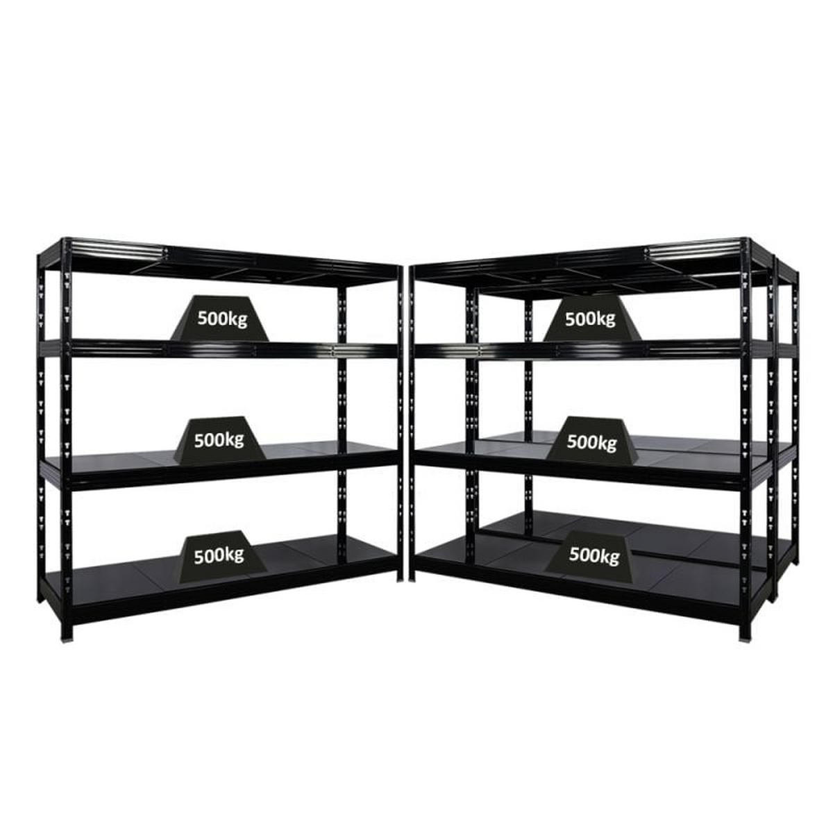 SCHWERLASTREGAL Rhino 3er-Set 180x200x60 cm 4 Stahlplatten-Ebenen Fachlast 500 kg Schwarz - Schwarz, Metall (200/180/60cm) - PROREGAL