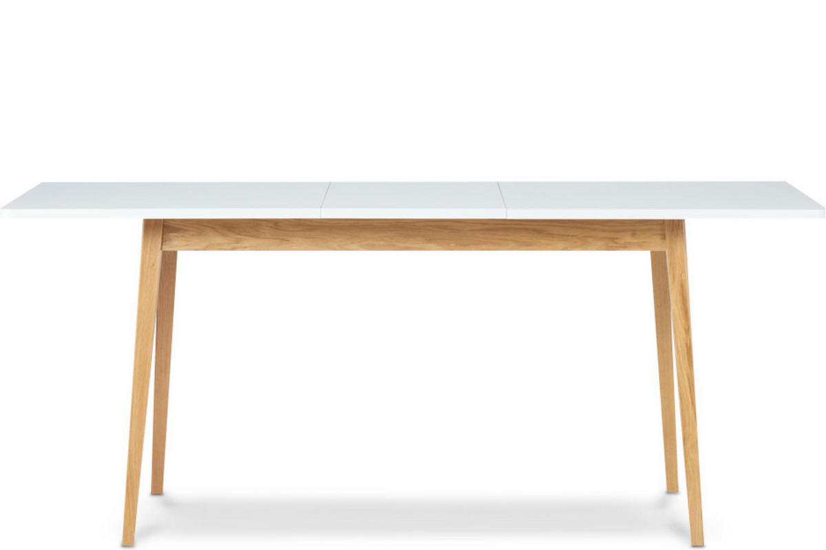 AUSZIEHBARER-ESSTISCH FRISK Skandinavischer Stil, weiß - Eichefarben/Weiß, Eichenholz/Holzwerkstoff (90/160/75cm) - KONSIMO®