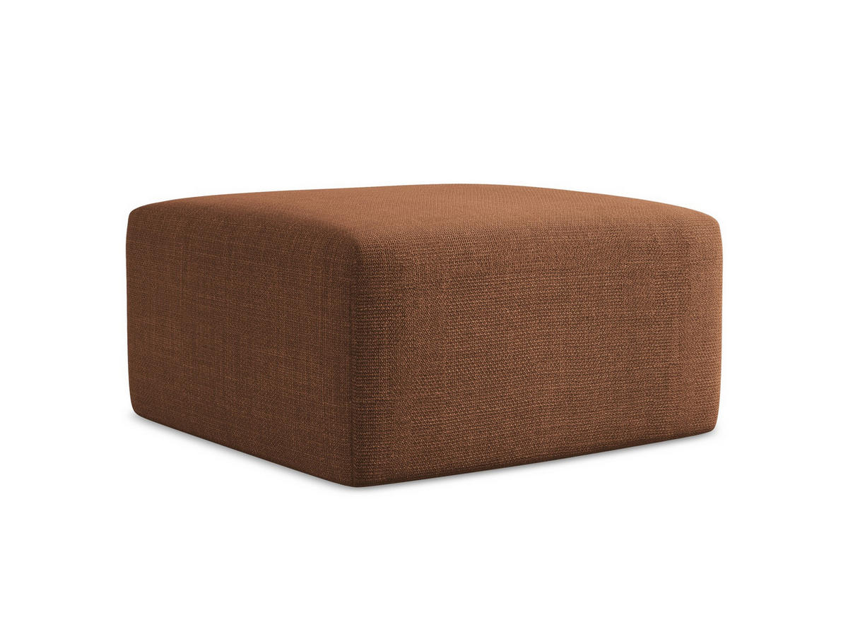 POUF Strukturstoff Orange - Terracotta/Schwarz, Holzwerkstoff/Kunststoff (75/37/75cm) - Makamii