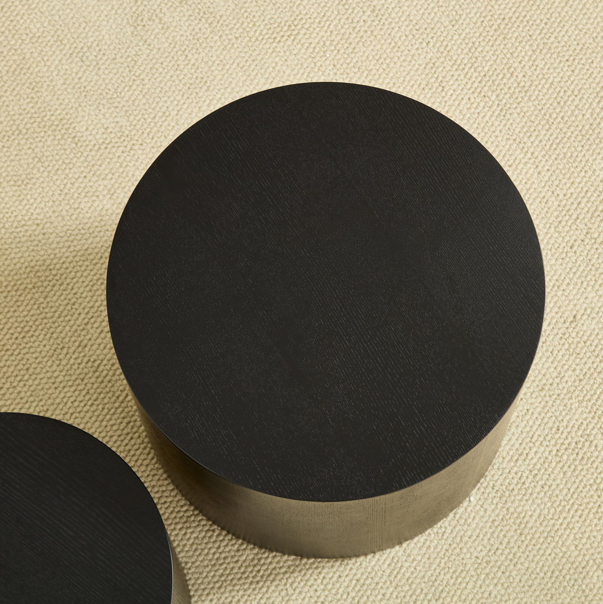 COUCHTISCH Ø48/38 cm aus MDF in Schwarz mit platzsparender Nesting-Funktion - Schwarz, Holzwerkstoff (48/48/38cm) - OKMYHOME
